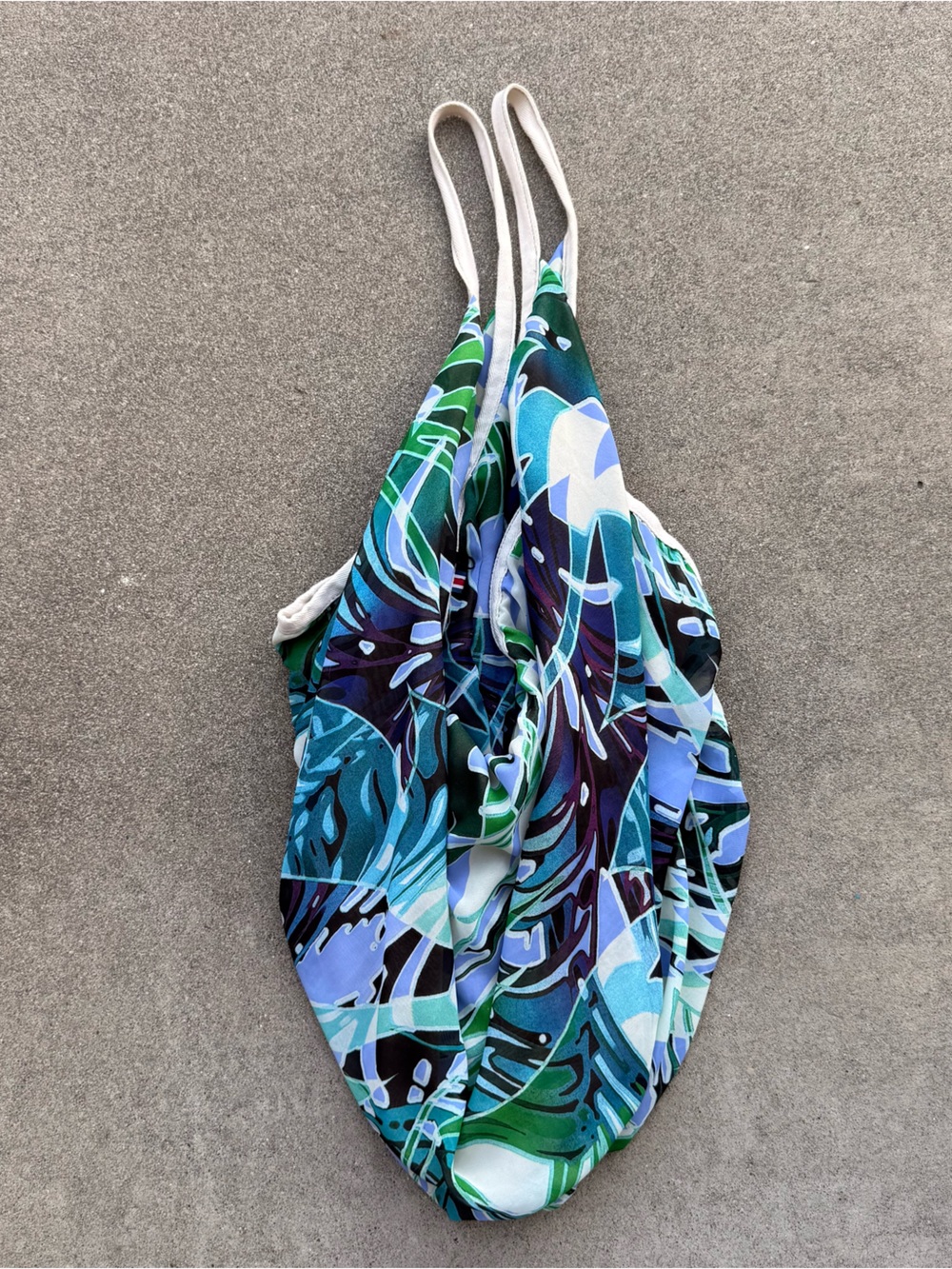Light beach tote transparent sheer fabric Blue & Green Print Bag